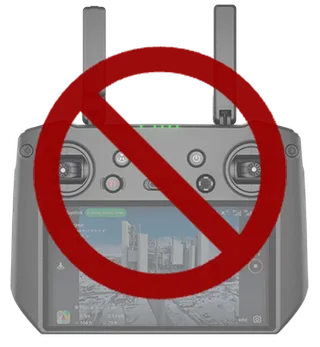 Control remoto DJI RC Pro con un símbolo rojo de prohibición: no compatible